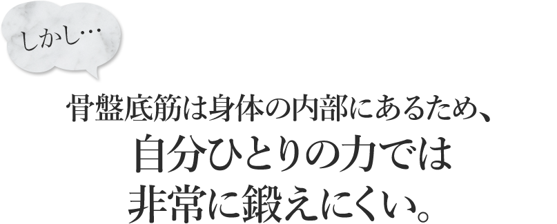 しかし、骨盤底筋は身体の内部にあるため、自分ひとりの力では非常に鍛えにくい。