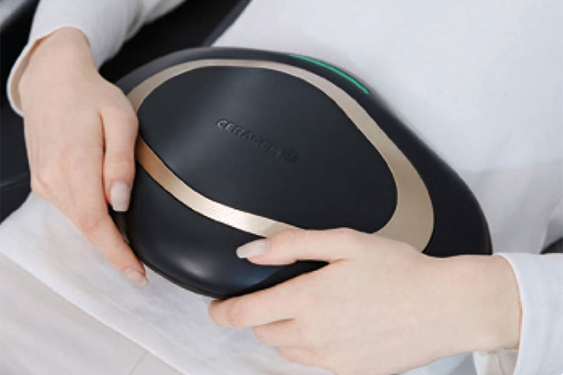 お腹周りを温め、振動で解きほぐす「腹部用バイブレーション導子」